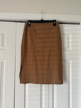 Nine West Camel Midi Pencil Skirt with Side Slit